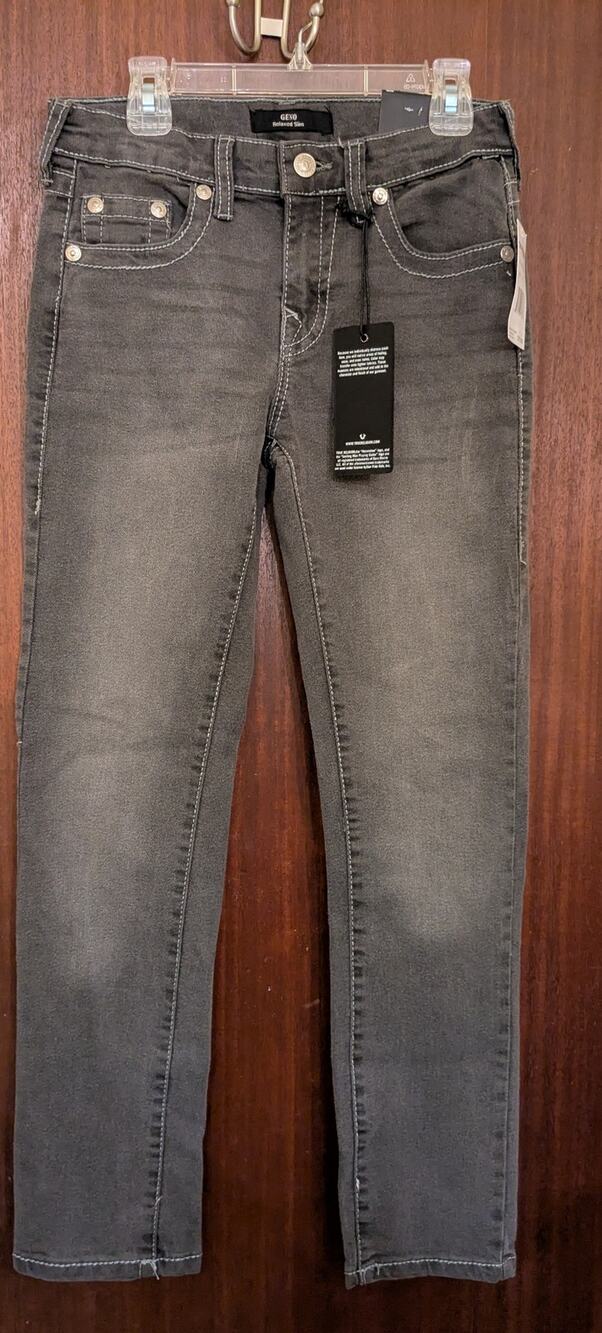 True Religion Black Denim Jeans "Geno" Relaxed Slim Boys Size 10 NWT